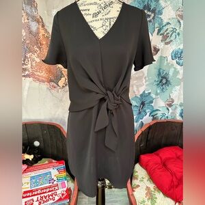 EVERLY Black Dress with Knot Detail